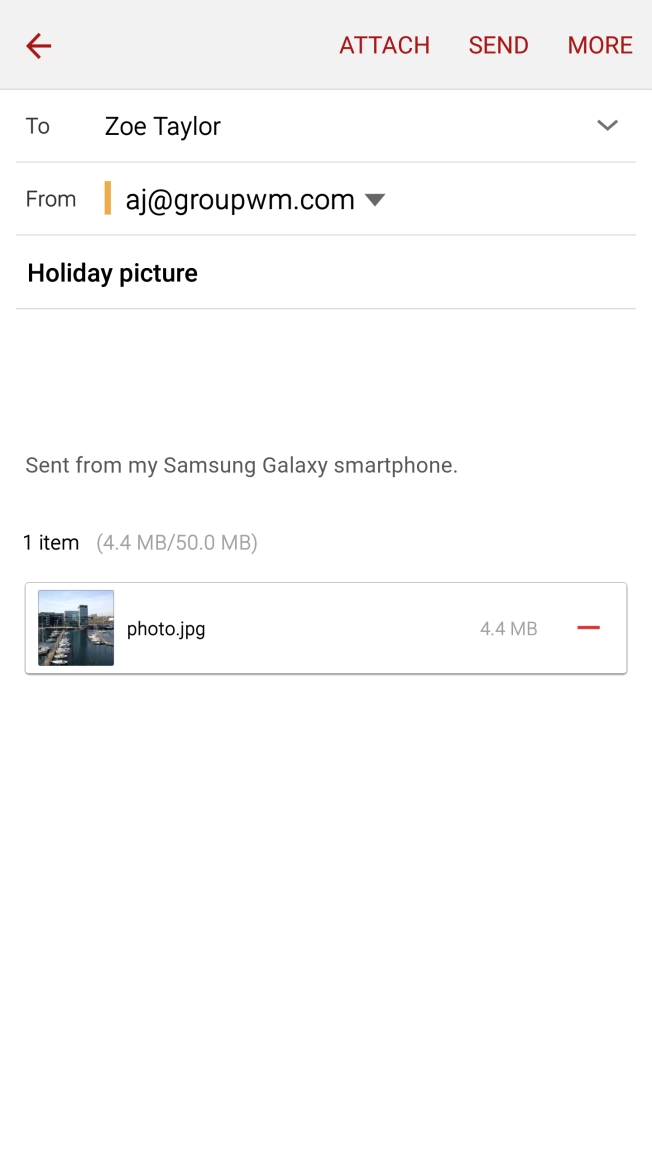 Press the text input field and write the text for your email.