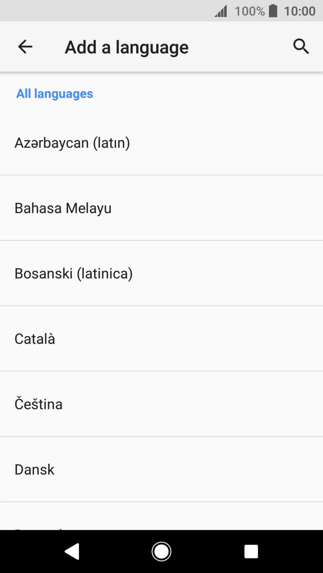 Press the required language to add it to the list of phone languages.
