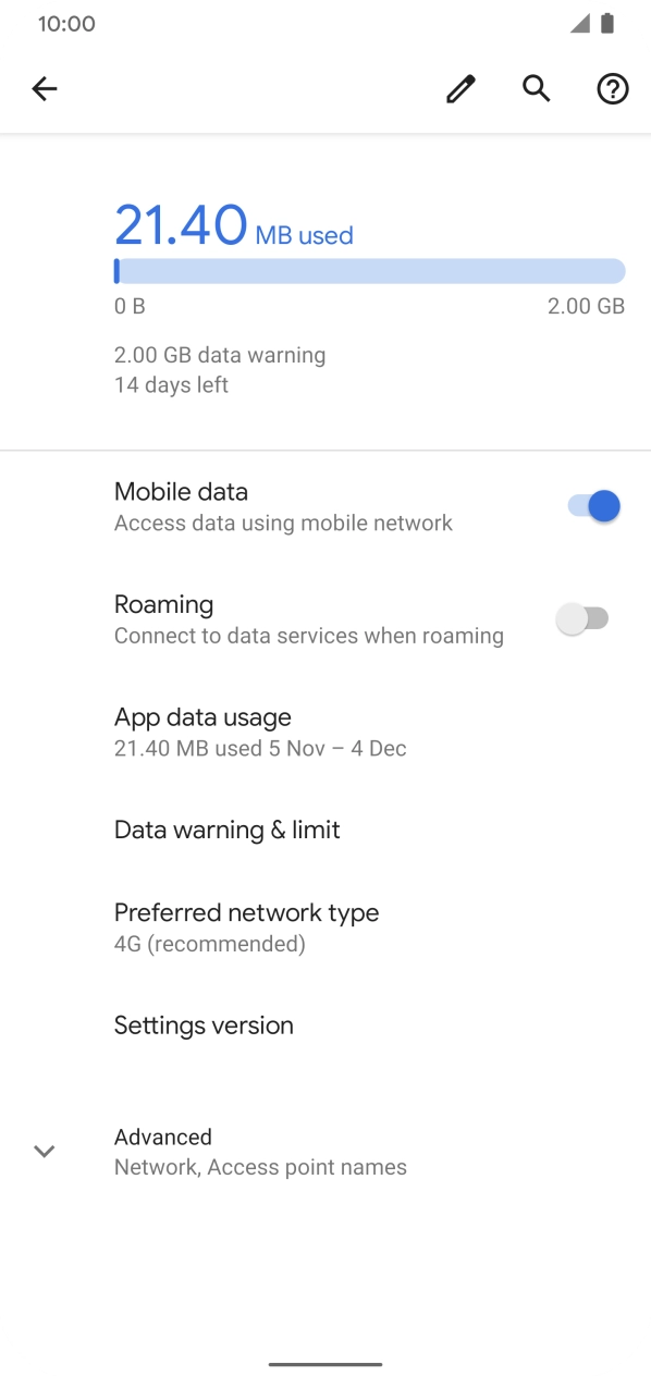 The total data usage is displayed.