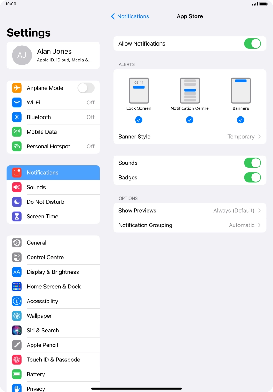 Press the indicator next to 