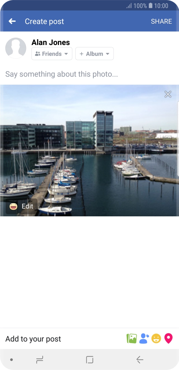 Press the text input field and write the required text.