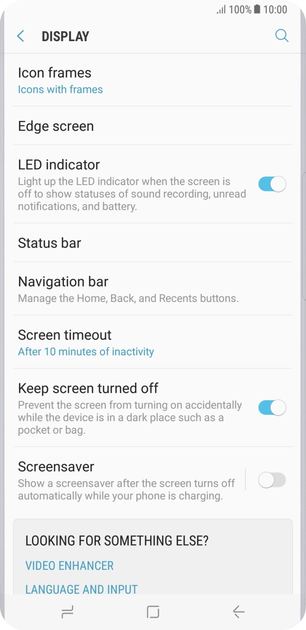 Press Screen timeout.