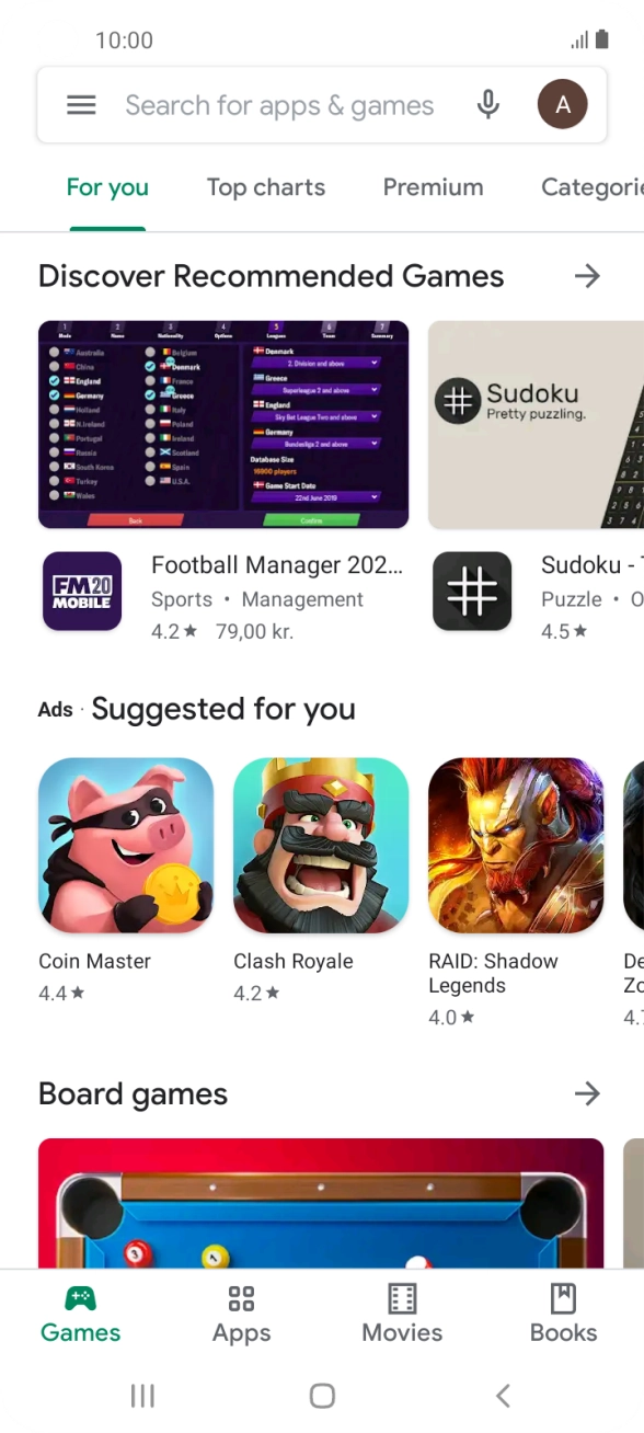 Press the search field.