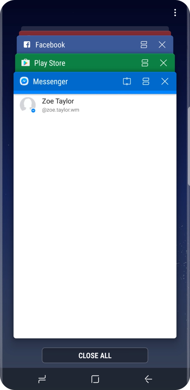 To end one running application, slide your finger right on the required application.