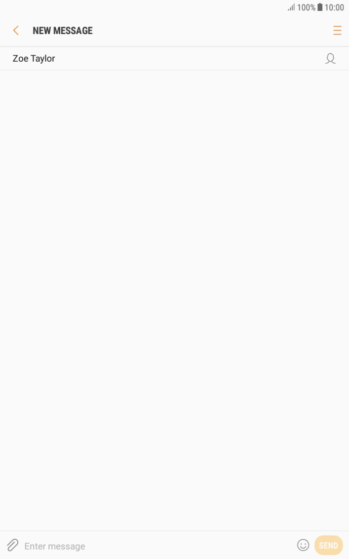 Press the text input field and write the text for your text message.