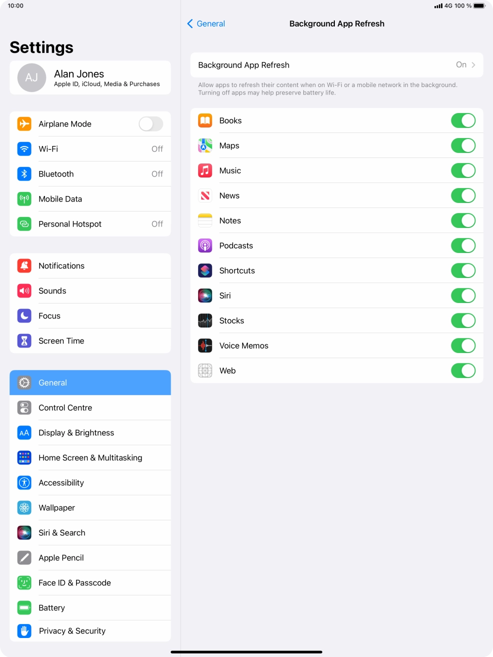 Press Background App Refresh.