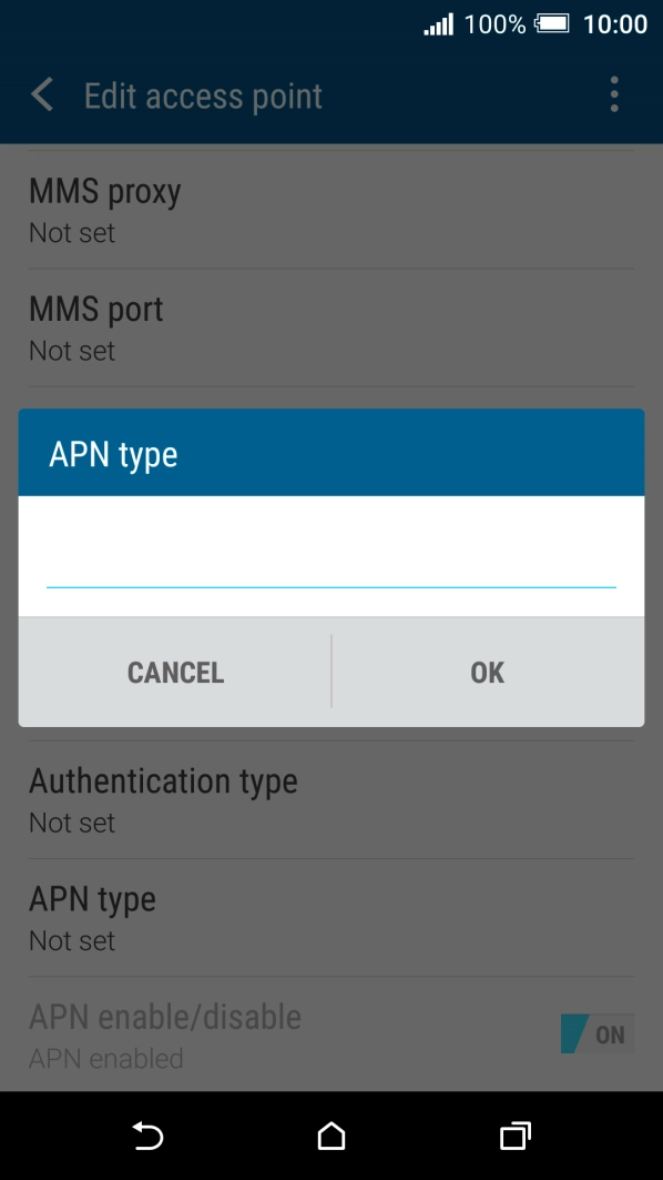 Key in default and press OK.