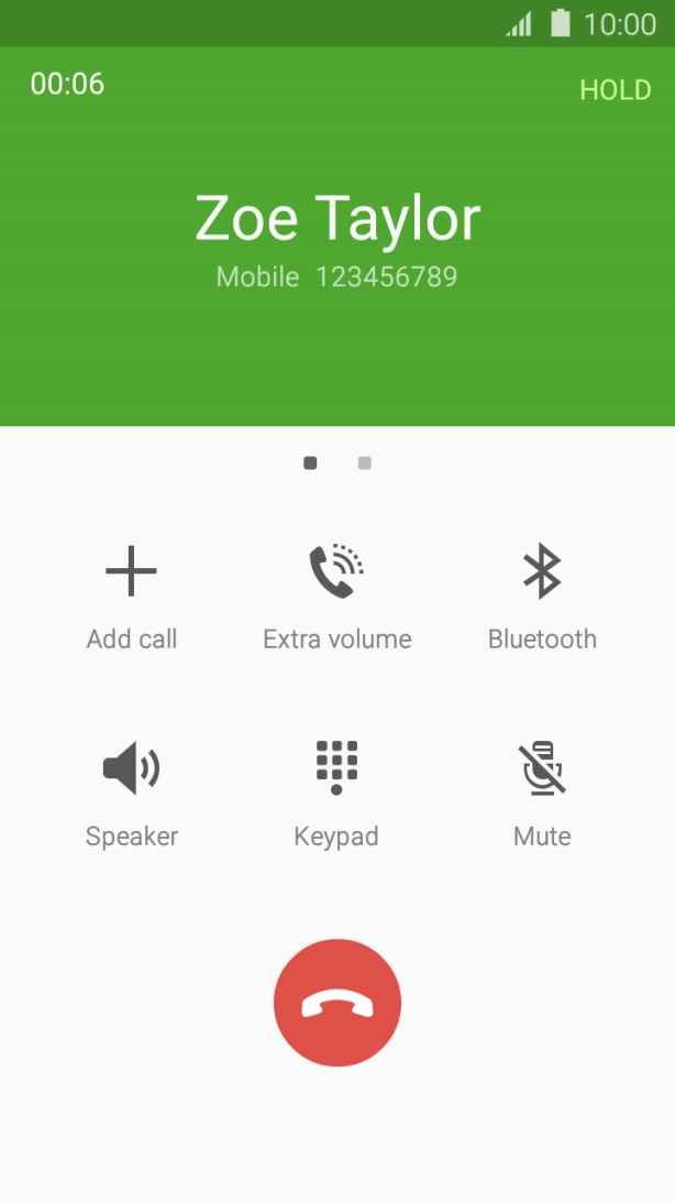 Press the end call icon.