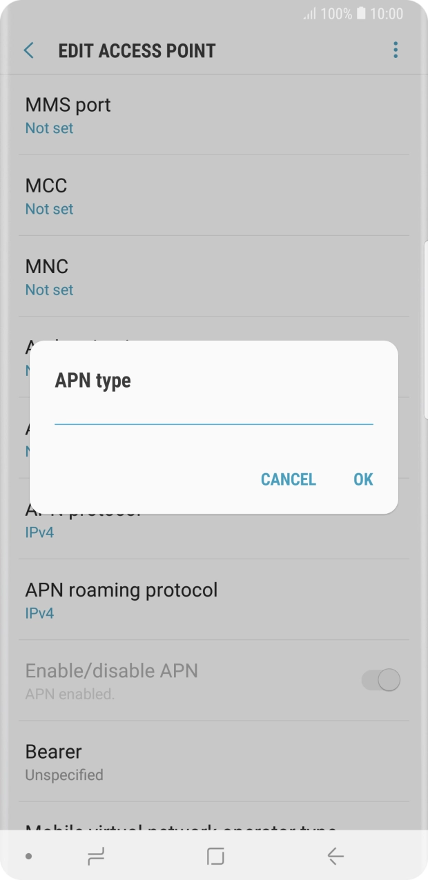 Key in default and press OK.