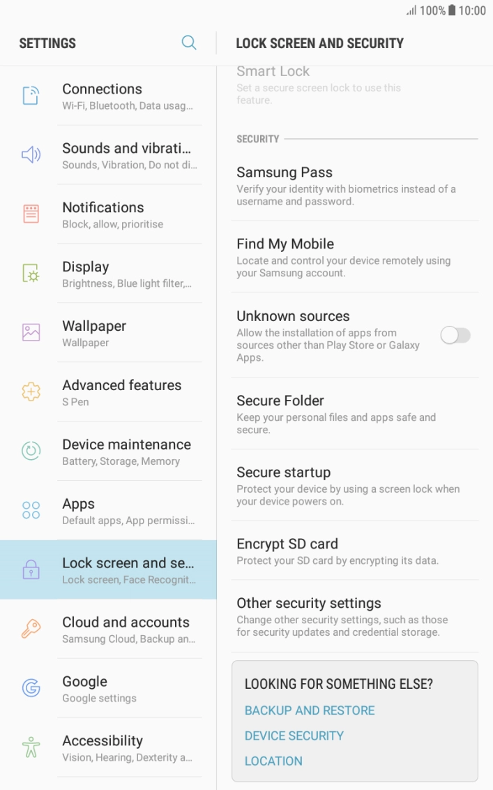 Press Other security settings. Press Other security settings.