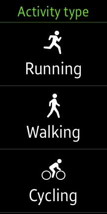 Press the required activity.