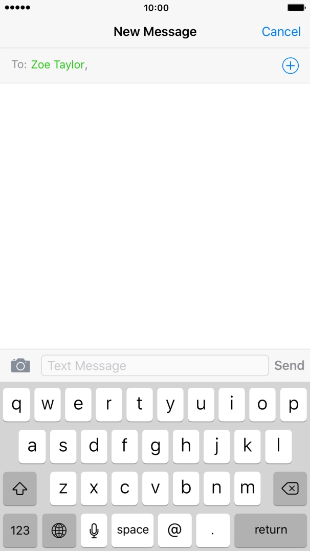 Press the text input field and write the text for your text message.