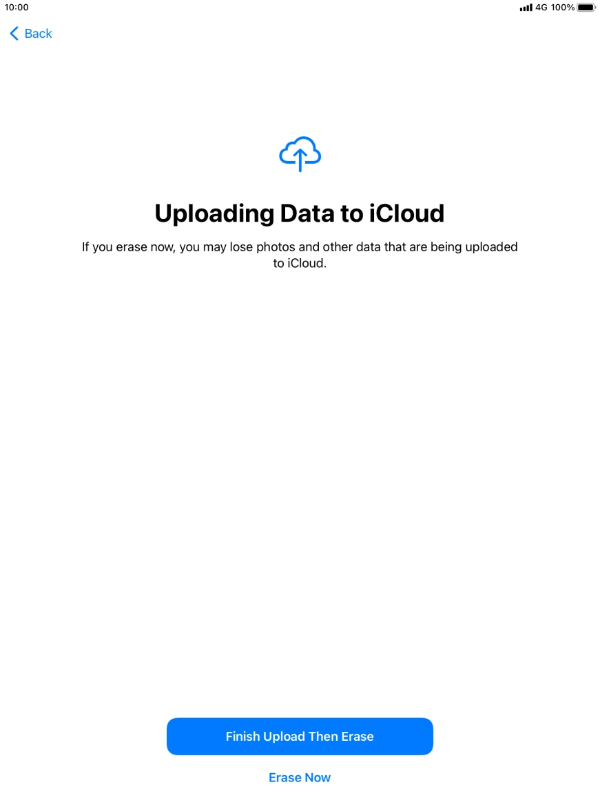 Press the required setting.