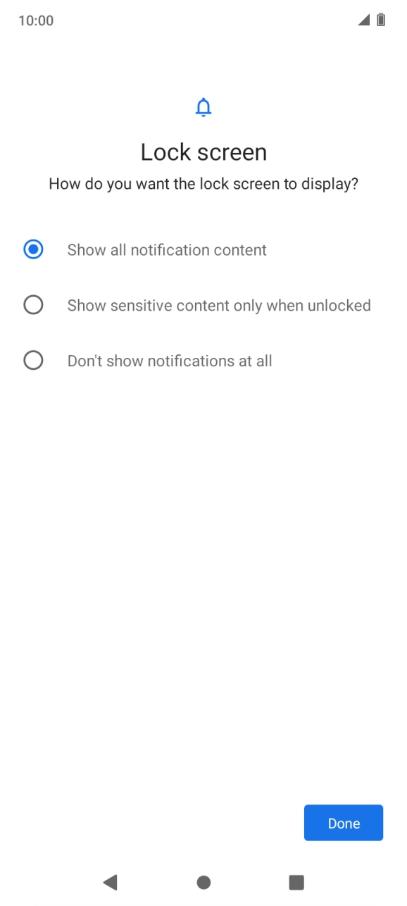 Press the required setting.