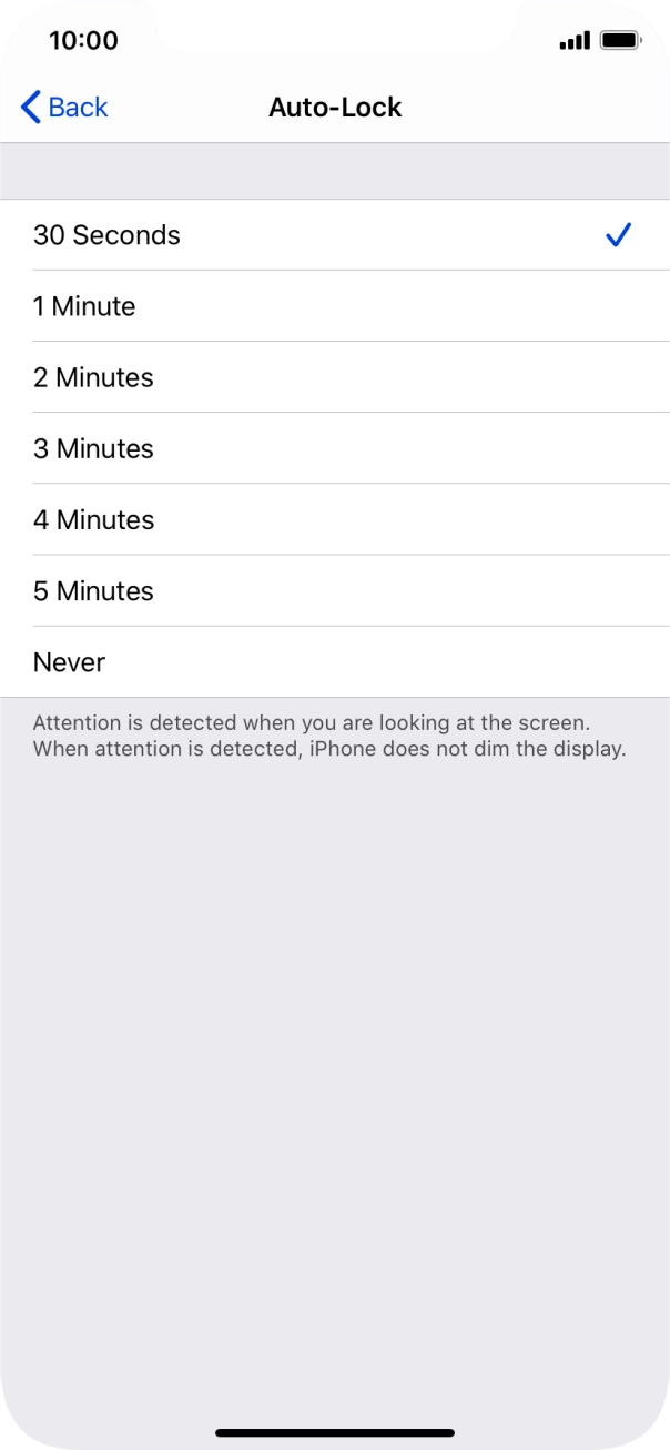 Press the required setting.