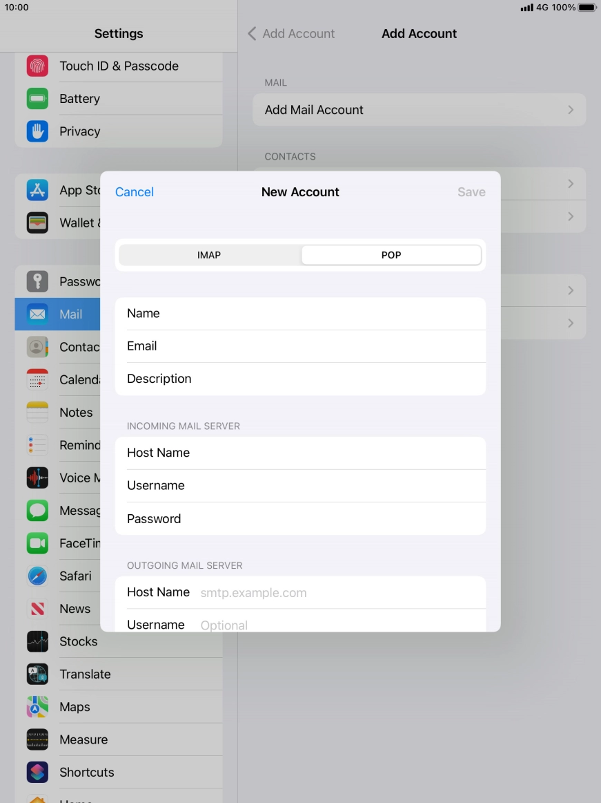 Press Host Name and key in the name of your email provider's outgoing server.