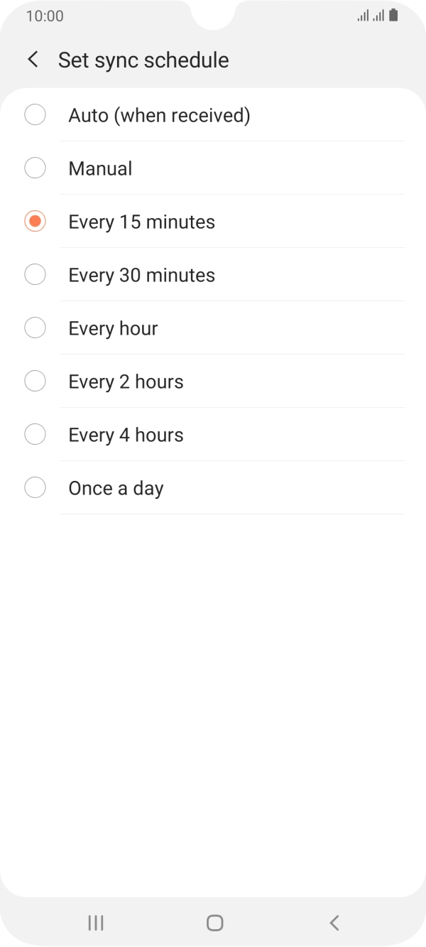 Press the required setting.