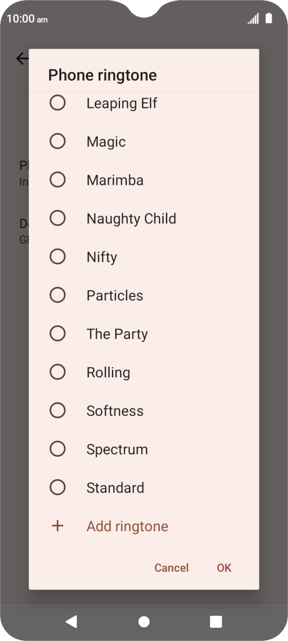 To use a different ring tone than the default ones, press Add ringtone and follow the instructions on the screen to select the required ring tone.