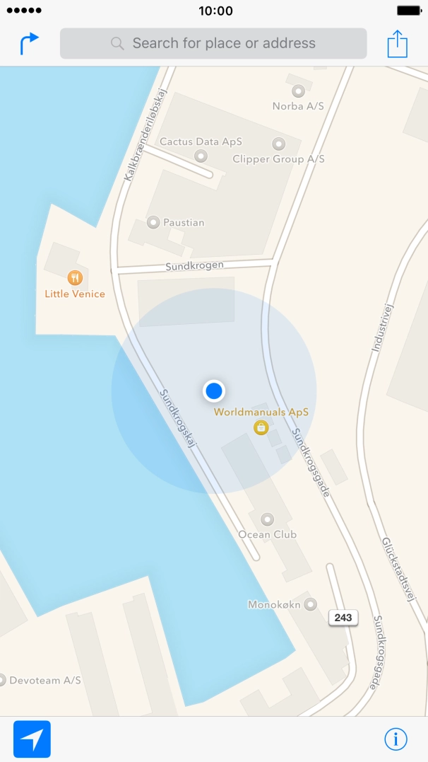 Press Search for place or address.