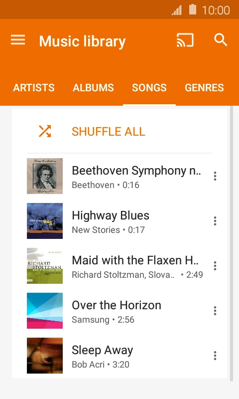 Press the required audio file.
