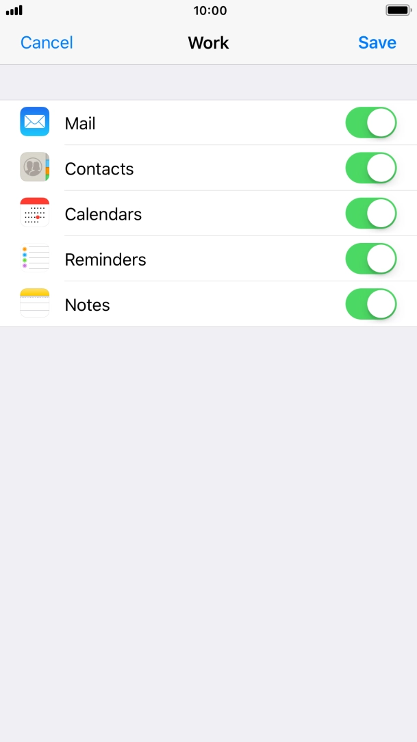Press the indicator next to the required data type to turn synchronisation of each data type on or off. Press the indicator next to the required data type to turn synchronisation of each data type on or off.