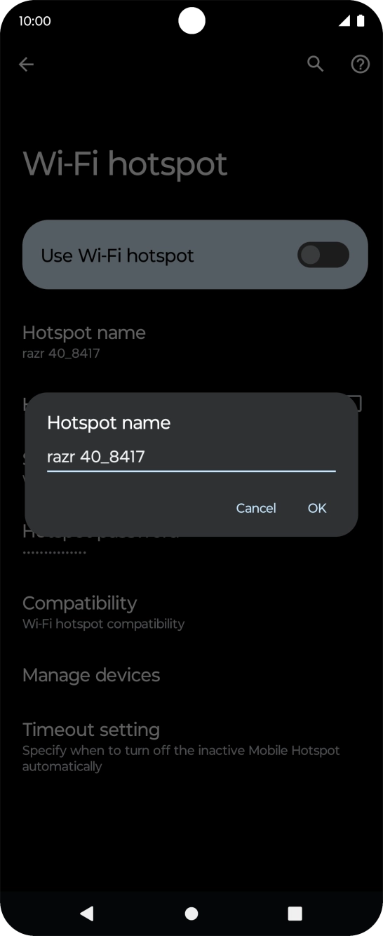 Key in the required Wi-Fi hotspot name and press OK.