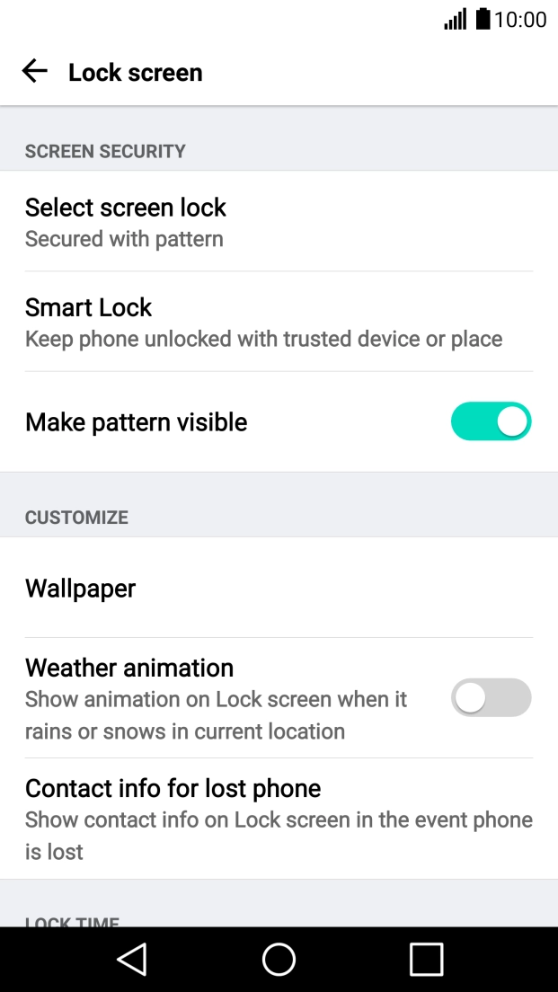 Press Select screen lock and key in the current phone lock code.