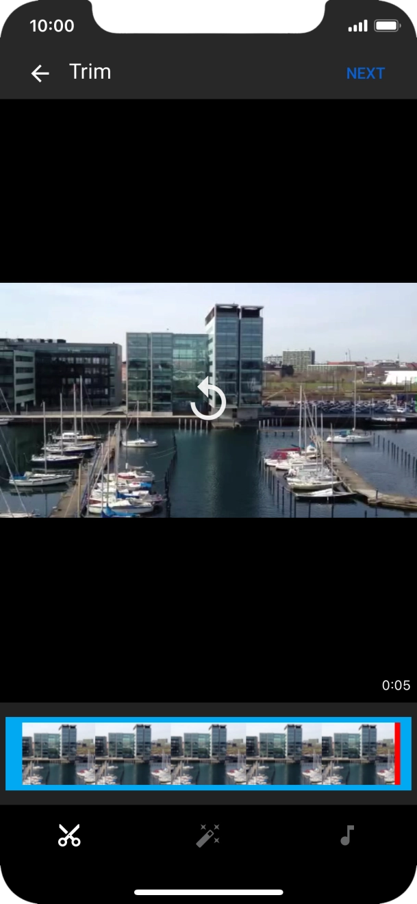 Follow the instructions on the screen to edit the video clip and press NEXT. Follow the instructions on the screen to edit the video clip and press NEXT.