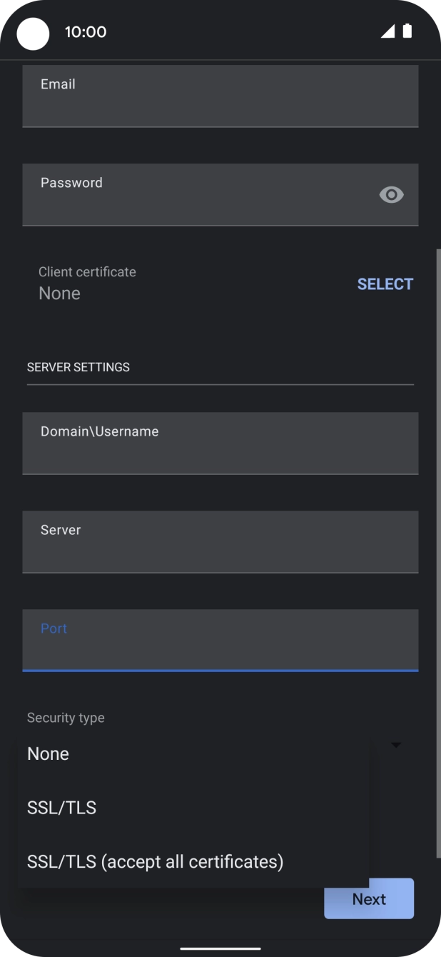 Press the required setting.