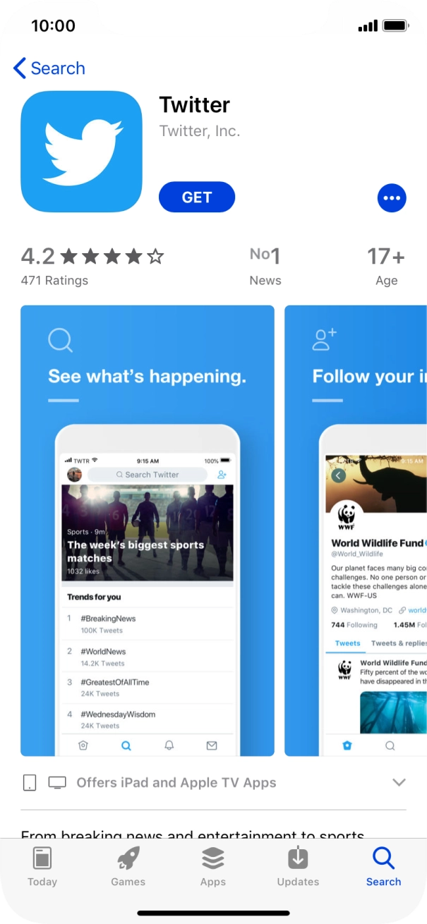 Press GET and follow the instructions on the screen to install the app. Press GET and follow the instructions on the screen to install the app.