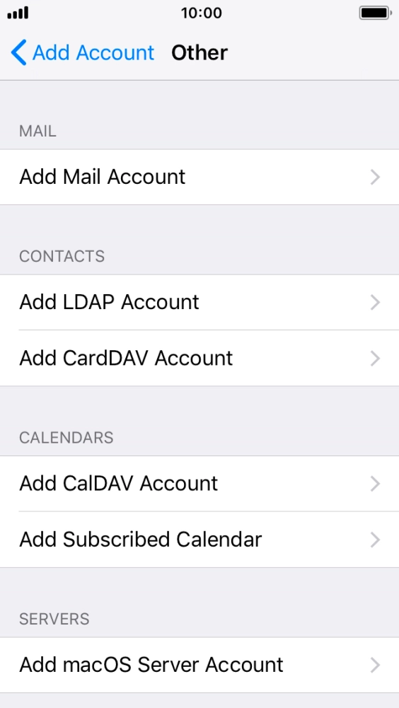 Press Add Mail Account. Press Add Mail Account.