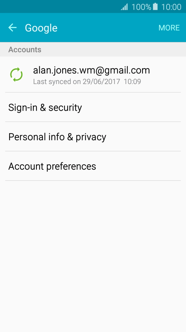 Press the required email account.