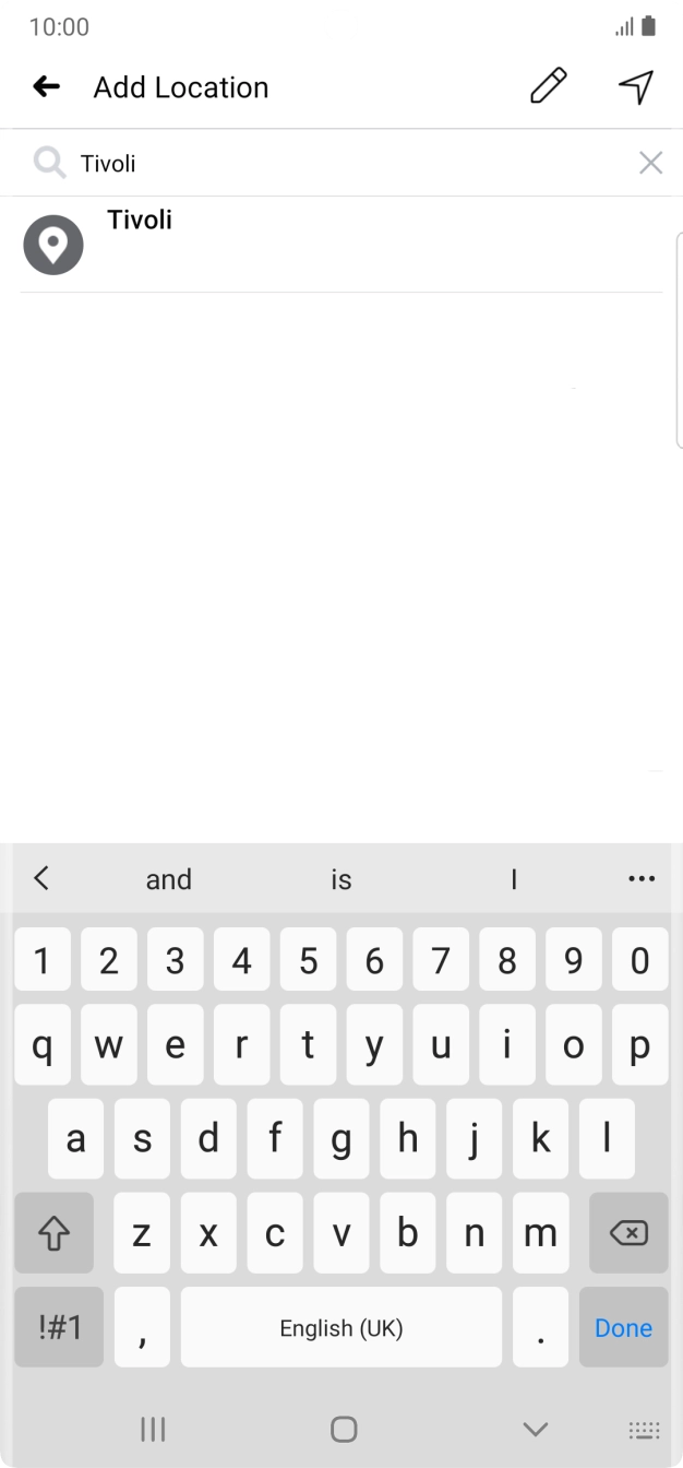 Press the required location.
