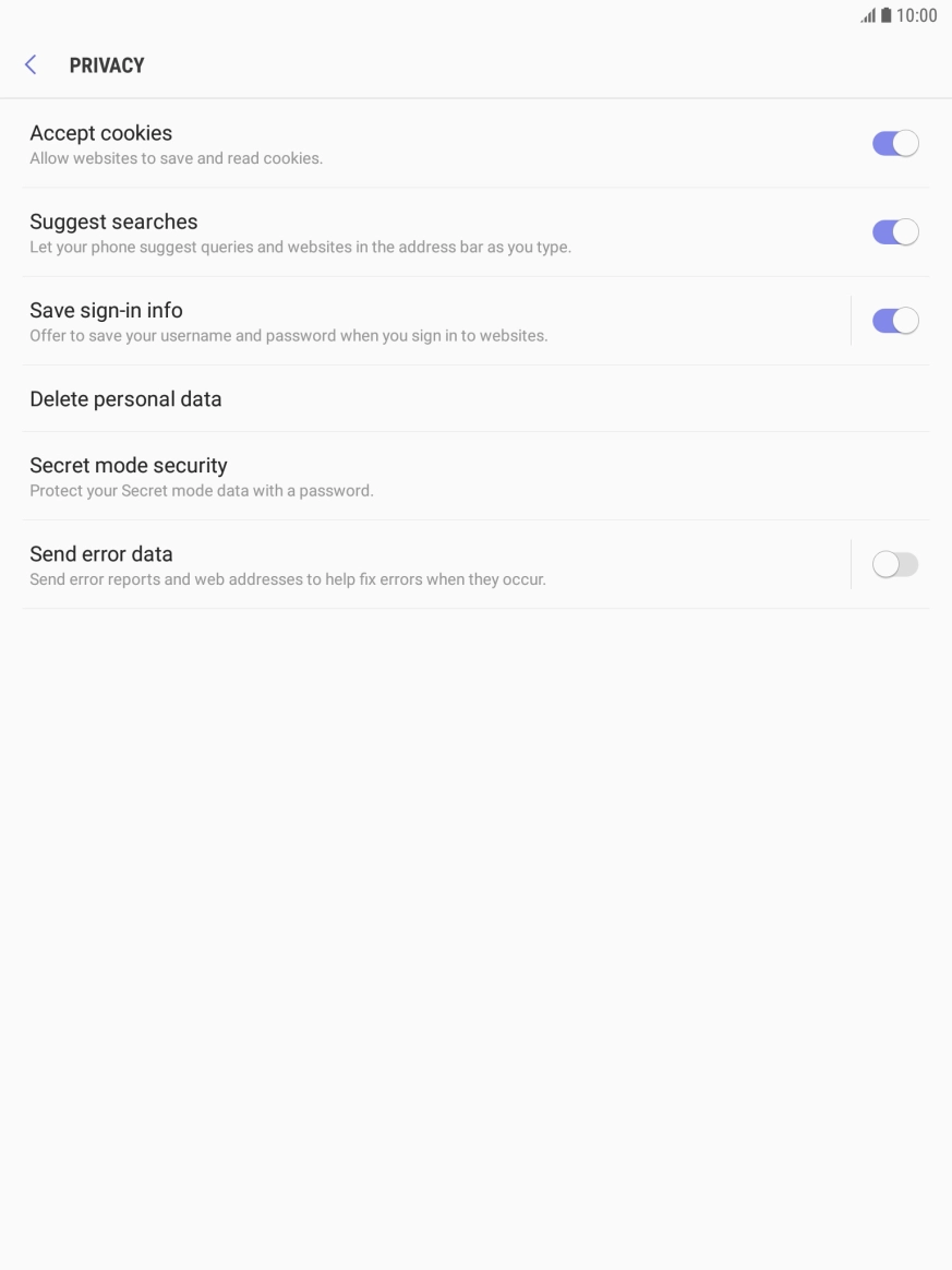 Press Delete personal data.