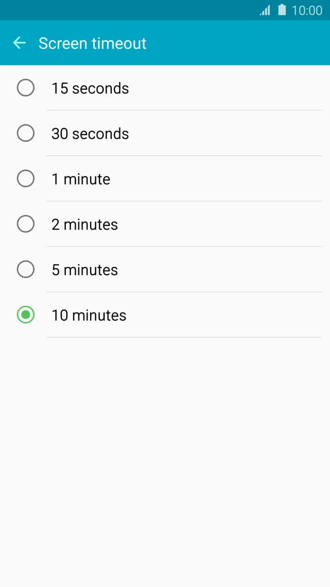 Press the required setting.