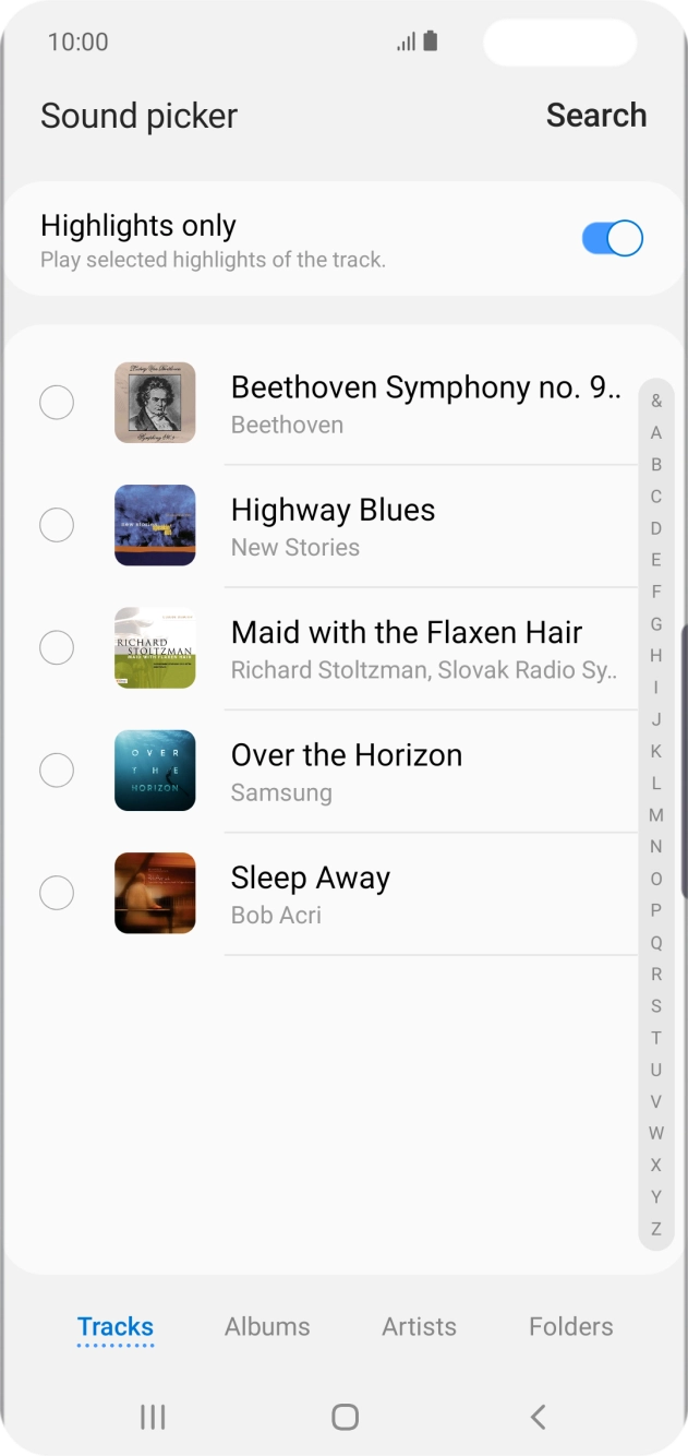 Press the different ring tones to hear them.