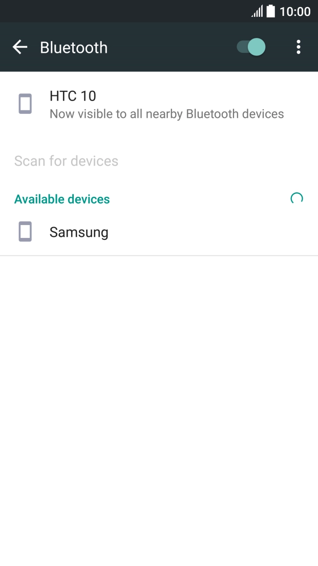 Press the required Bluetooth device and follow the instructions on the screen to pair the device with your phone.