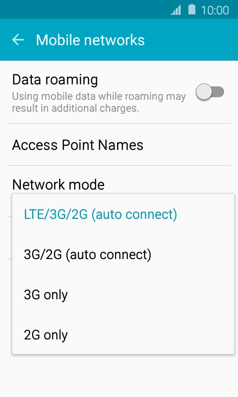 Press the required network mode.