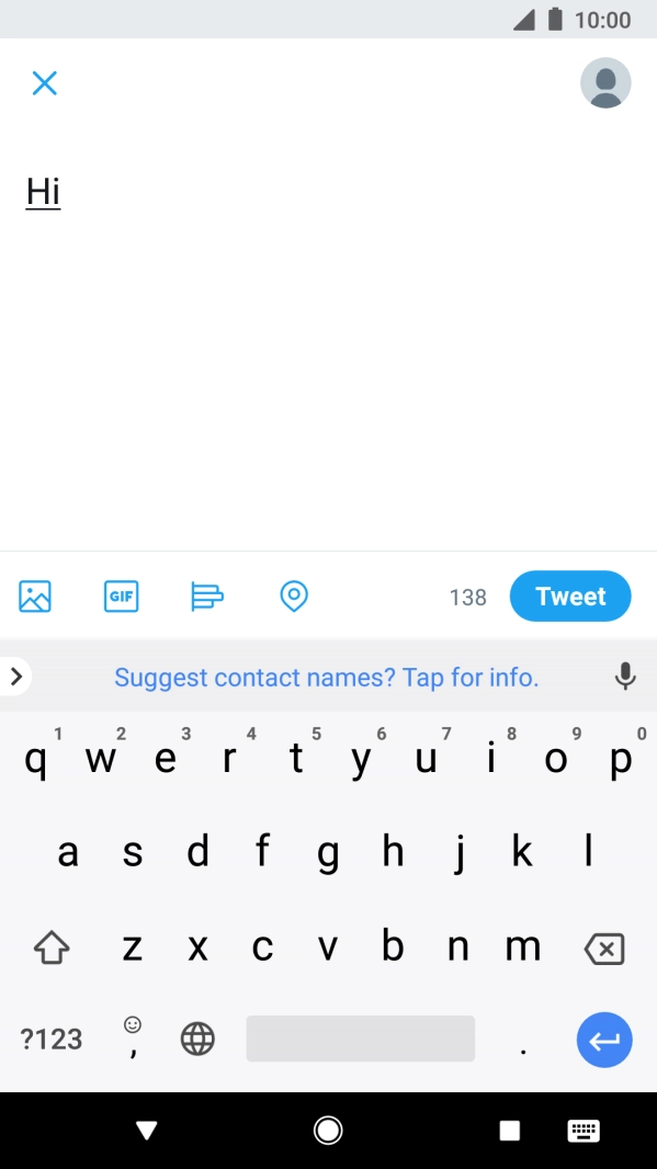Write the required text and press Tweet.