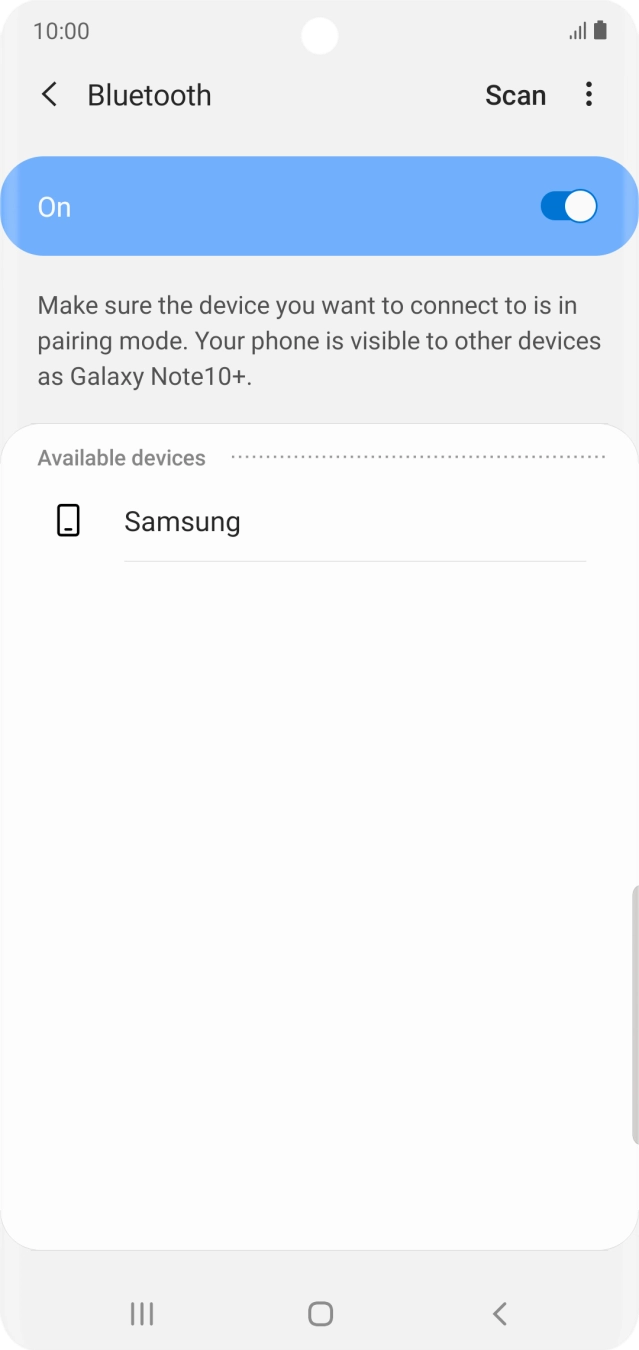Press the required Bluetooth device and follow the instructions on the screen to pair the device with your phone.