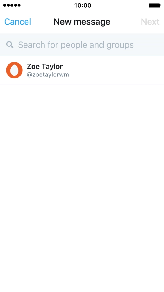 Press the search field and key in the first letters of the recipient's name.