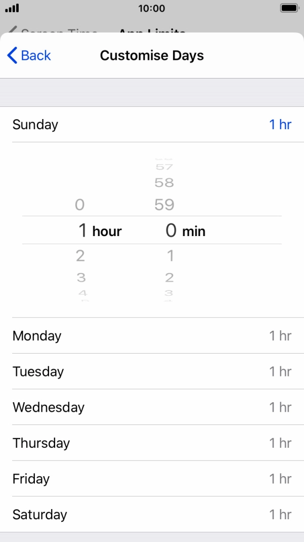 Select the required time limit.