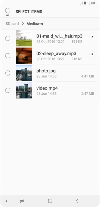 Press the required file. Press the required file.