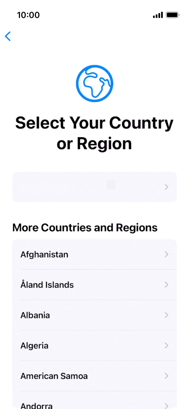 Press the required country or area.