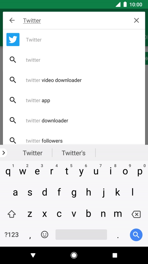Key in Twitter and press the search icon.