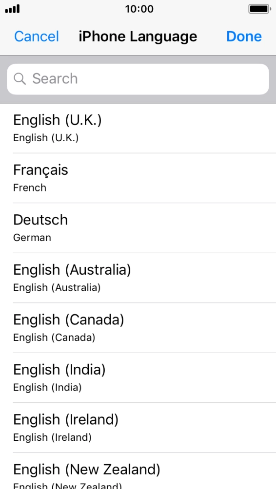 Press the required language.