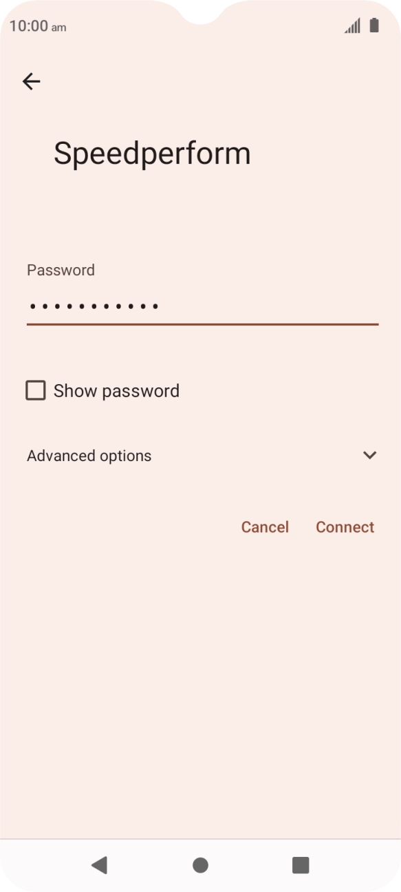 Key in the password for the Wi-Fi network and press Connect.