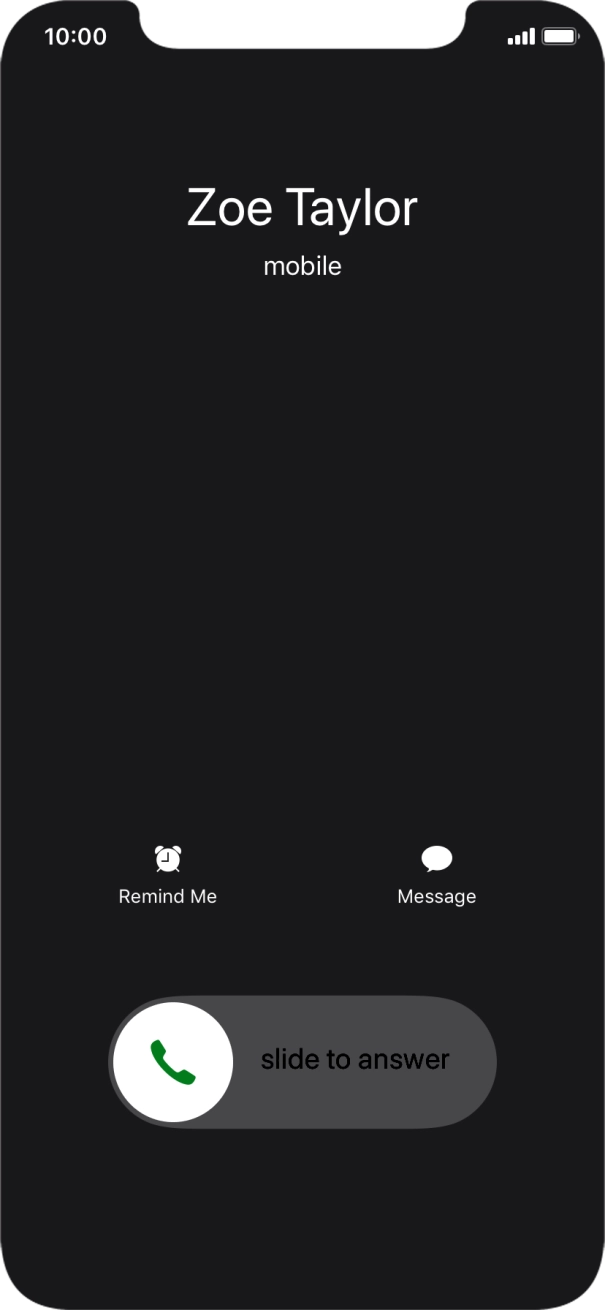 If the screen lock is turned on, press and drag the accept call icon right.