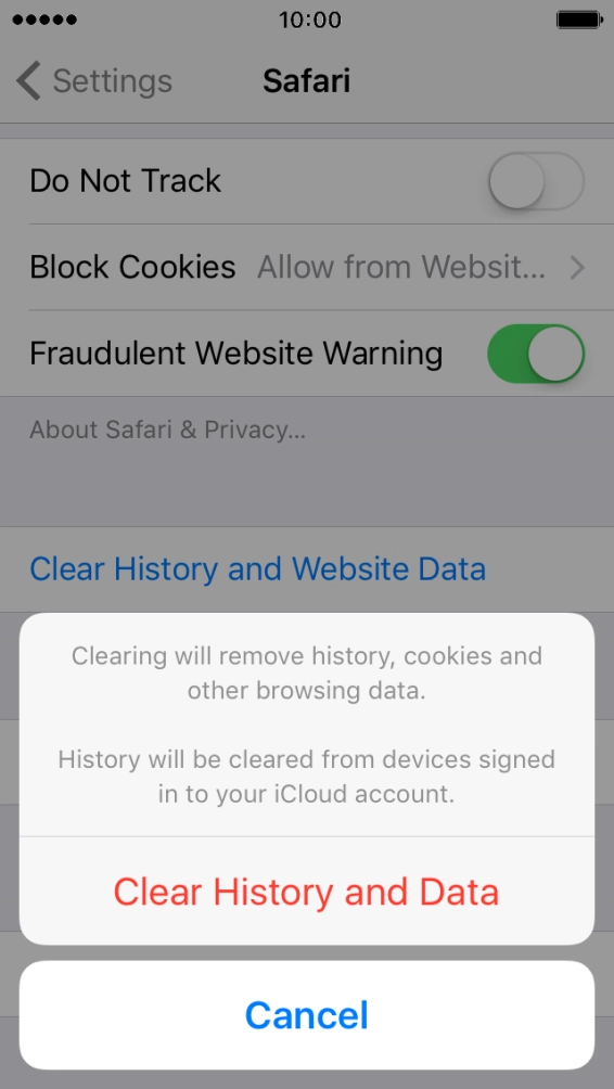 Press Clear History and Data. Press Clear History and Data.