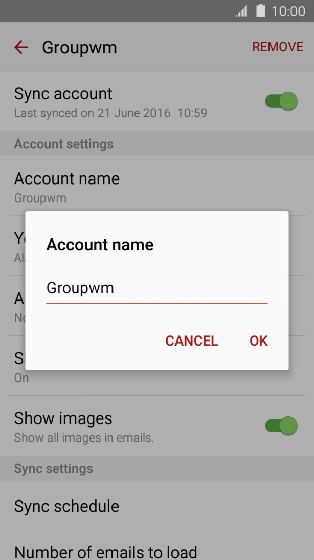Key in the required name and press OK.
